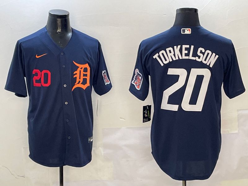 Men Detroit Tigers 20 Torkelson Drak Blue Game 2025 Nike MLB Jersey style 3113